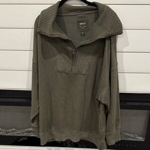 Aerie Women's Olive Zip-Up Top